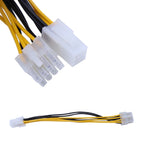12V 4Pin Female To 8-Pin Male CPU Board Power Supply Converter Adapter Cable Yellow Black 20cm/7.87in