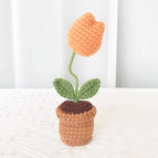 Handcrafted Mini Crochet Flower Bouquet Bonsai Knitted Daisy Tulip Rose Sunflower Artificial Plants Flowers Decor For Home Car