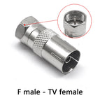 1pcs Thread inch F to TV male and female nickel-plated cable TV set-top box RF F revolution antenna female