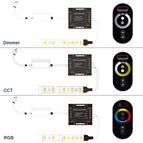 DC12-24V 12A CCT RGB RGBW LED Strip Light RF Touch Remote Controller Dimmer for SMD COB LED Tape Light