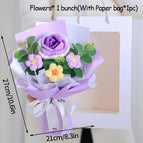 Crochet Flowers Bouquet Knitted Flower Artificial Hand Woven Flower Wedding Gift for Guests Teacher's Day Gift Graduation Flower