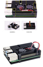 Raspberry Pi 4/3 Aluminum Case with Dual Cooling Fan Metal Shell Black Enclosure for RPI Raspberry Pi 4B/3B/3B+