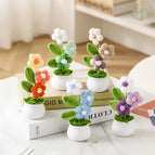 Crochet Flowers Sunflower Artificial Crochet Potted Desk Accessorie Office Accessorie Wedding Decor Teacher's Day Gift Girasol