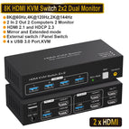 Taohome 2x2 HDMI DP KVM switch 4K 120Hz Dual Monitor Extended Display 8K USB KVM Switcher 2 in 2 out for 2 Computers 2 Monitors