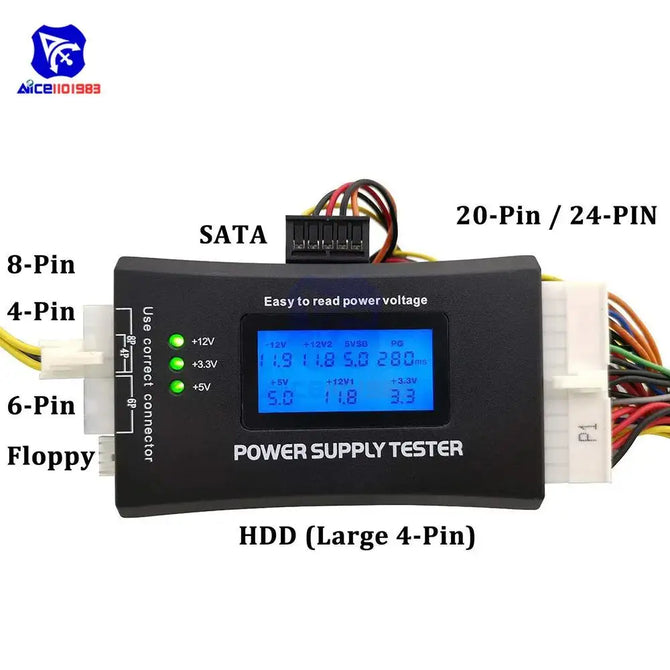 diymore  1.8" LCD 20 / 24 Pin ATX Computer Power Supply Tester for ATX/ITX/BTX/PCI-E/SATA/HDD/BYI Connector