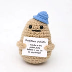 New Positive Energy Potato Hug Pocket Mini Handmade Plush Wool Knitting Doll with Card Funny Christams Gift Home Room Decoration