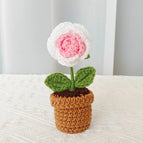 Handcrafted Mini Crochet Flower Bouquet Bonsai Knitted Daisy Tulip Rose Sunflower Artificial Plants Flowers Decor For Home Car