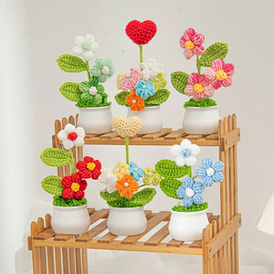 Crochet Flowers Artificial Eternal Flowers Wedding Gifts for Guests Woven Flowers Sunflowers Mothers Day Gift Parents' Day Gifts
