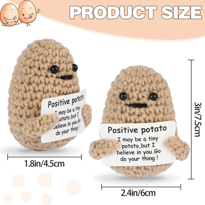 Positive Energy Potato Pocket Hug Handmade AnimalCrochet Mini Doll Funny Wool Gift for Friends or Lover Emotional Support Plant