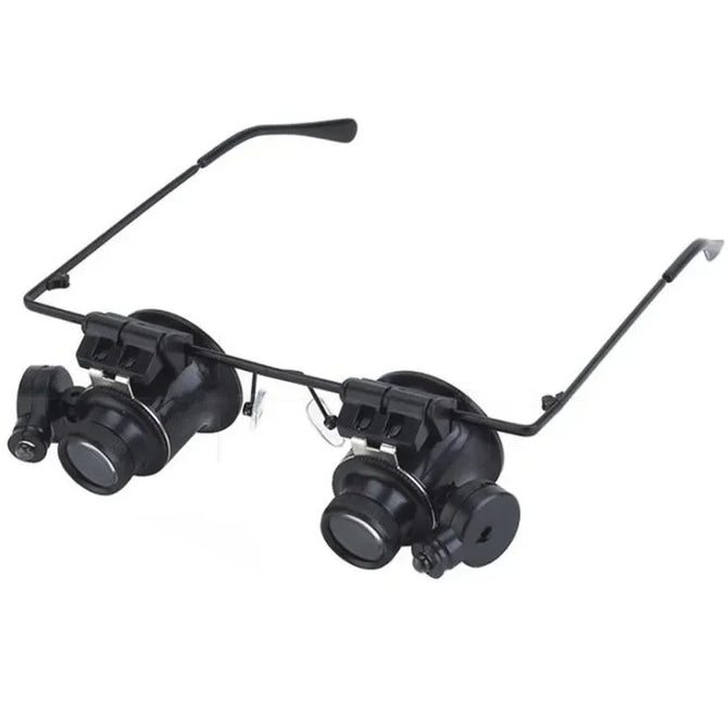 Professional 20x Magnifying Eye Magnifier Single/Dual Glasses Loupe Lens Jeweler Watch Repair Tool with LED Light 9892A 9892A-II