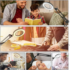 5X LED Magnifying Lamp with Clamp 3 Color Modes Adjustable Illuminated Magnifier for Soldering Iron Repair/Table Lamp/Skincare