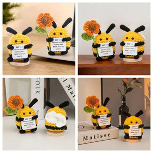 Crochet Bee Ornament Kawaii Desk Accessorie Handmade Woven Positive Potatoes Birthday Gifts for Children Kindergarten