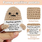 New Positive Energy Potato Hug Pocket Mini Handmade Plush Wool Knitting Doll with Card Funny Christams Gift Home Room Decoration