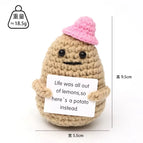 New Positive Energy Potato Hug Pocket Mini Handmade Plush Wool Knitting Doll with Card Funny Christams Gift Home Room Decoration