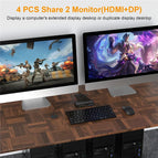 4 Port HDMI KVM USB 3.0 Switch 4X2 Dual Monitor 4K@60Hz Extended Display DP KVM Switch 4 In 2 Out for 4 PC Share Keyboard Mouse