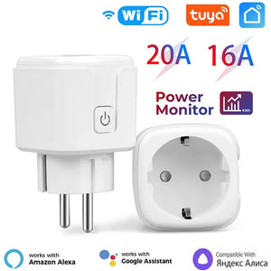 Smart Plug 16A/20A Smart Plug WiFi Socket EU Power Monitoring Timing Function Works with Alexa Google Home
