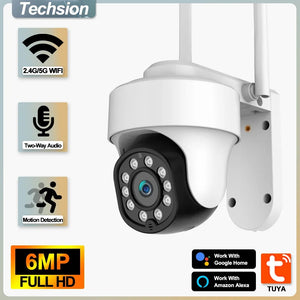 6MP TUYA IP Camera Auto Tracking 5G/2.4G WiFi Video Surveillance Camera Outdoor Indoor IP66 Security Protection Smart Life APP