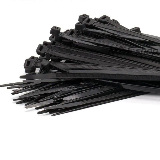 250Pcs 5x400mm Nylon Plastic Strong Binding Self-Locking Tie Black White