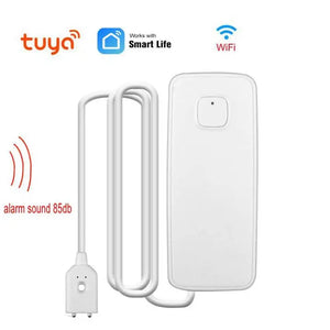 Tuya WiFi Smart Water Leak Sensor Water Overflow Level Detector Security Sound Alarm System Flood Leakage Sensor Remote Monitor