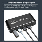 Taohome HDMI 2.1 KVM Switch 4K 120Hz HDMI USB 3.0 KVM Switch USB 8K 60Hz 1080@240Hz USB KVM Switcher HDMI with USB 3.0 port PC
