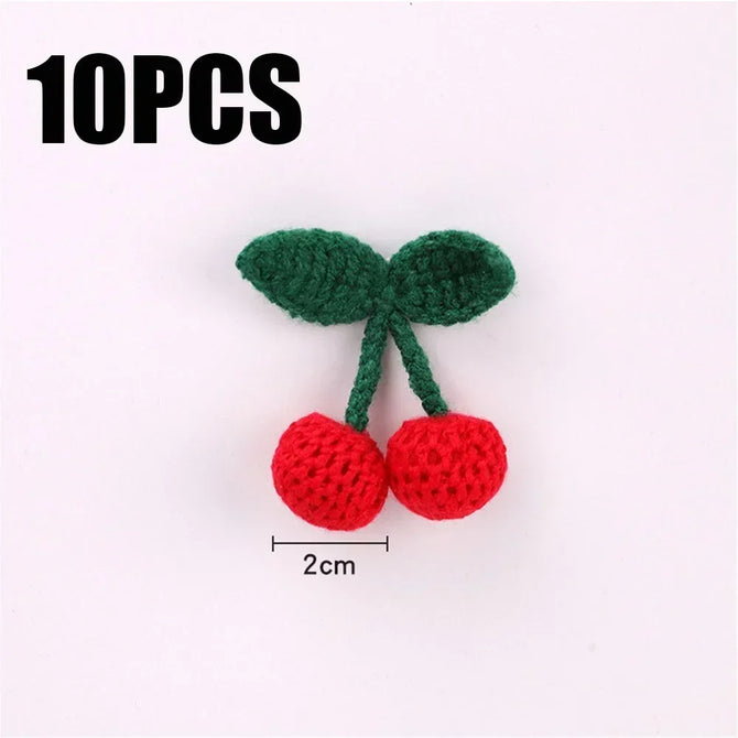 Yarn Cherry Hook Weaving DIY Ornaments Craft Supplies Clothing Hat Shoe Key Chain Earring Decor Pendant 10Pcs Knitted Woolen