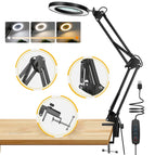 5X LED Magnifying Lamp with Clamp 3 Color Modes Adjustable Illuminated Magnifier for Soldering Iron Repair/Table Lamp/Skincare