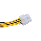 12V 4Pin Female To 8-Pin Male CPU Board Power Supply Converter Adapter Cable Yellow Black 20cm/7.87in