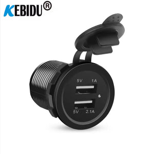 12V Dual USB Port Car Charger Socket Plug Cigarette Lighter Outlet For Auto Boat Waterproof Mobile Phone Charging Adapter