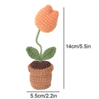 Handcrafted Mini Crochet Flower Bouquet Bonsai Knitted Daisy Tulip Rose Sunflower Artificial Plants Flowers Decor For Home Car