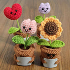 Crochet Flowers Sunflower Artificial Crochet Potted Desk Accessorie Office Accessorie Wedding Decor Teacher's Day Gift Girasol