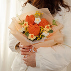 Crochet Flowers Bouquet Knitted Flower Artificial Hand Woven Flower Wedding Gift for Guests Teacher's Day Gift Graduation Flower