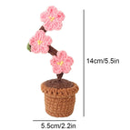 Handcrafted Mini Crochet Flower Bouquet Bonsai Knitted Daisy Tulip Rose Sunflower Artificial Plants Flowers Decor For Home Car