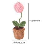 Handcrafted Mini Crochet Flower Bouquet Bonsai Knitted Daisy Tulip Rose Sunflower Artificial Plants Flowers Decor For Home Car