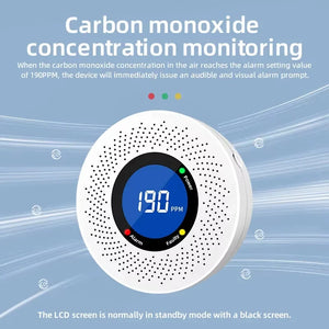 Smart Carbon Monoxide Detector with Large LCD Display Replaceable Battery Operated Household CO Detector Alarm for Home Kitchen