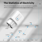 Smart Plug 16A/20A Smart Plug WiFi Socket EU Power Monitoring Timing Function Works with Alexa Google Home