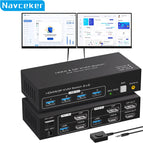 Taohome 2x2 HDMI DP KVM switch 4K 120Hz Dual Monitor Extended Display 8K USB KVM Switcher 2 in 2 out for 2 Computers 2 Monitors