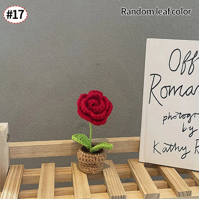 Crochet Flowers Sunflower Artificial Crochet Potted Desk Accessorie Office Accessorie Wedding Decor Teacher's Day Gift Girasol