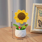 Crochet Flowers Sunflower Artificial Crochet Potted Desk Accessorie Office Accessorie Wedding Decor Teacher's Day Gift Girasol