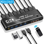 Dual Monitor HDMI KVM Switch 2X2 USB 3.0/2.0 4K 60Hz Extended Display HDMI KVM Switch 2 Monitors 2 Computers USB sharing KVM