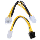 12V 4Pin Female To 8-Pin Male CPU Board Power Supply Converter Adapter Cable Yellow Black 20cm/7.87in