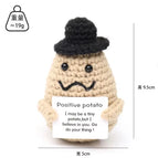New Positive Energy Potato Hug Pocket Mini Handmade Plush Wool Knitting Doll with Card Funny Christams Gift Home Room Decoration