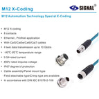 Direct From Stock M12 X-code Male To RJ45 Male Moulded on Cable Length 10M Green PUR Ready To Ship
