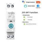 TUYA WIFI Smart Circuit Breaker With Metering 1P 50A 63A DIN Rail for Smart Home wireless Remote Control Switch by APP TONGOU