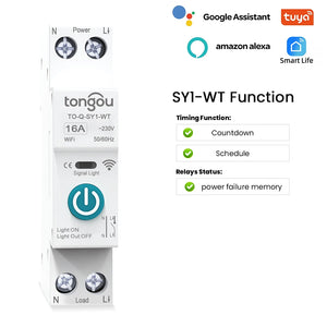 TUYA WIFI Smart Circuit Breaker With Metering 1P 50A 63A DIN Rail for Smart Home wireless Remote Control Switch by APP TONGOU