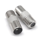 1pcs Thread inch F to TV male and female nickel-plated cable TV set-top box RF F revolution antenna female