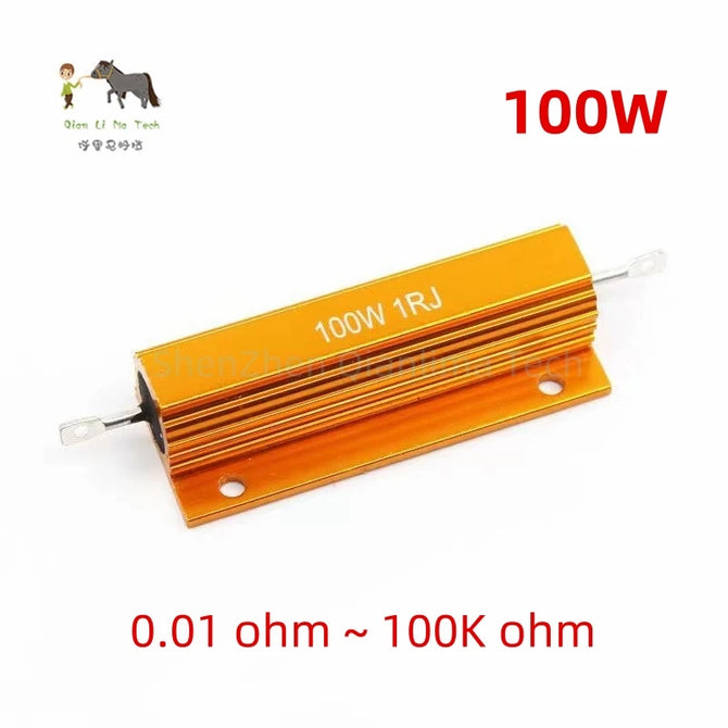 100W RX24 Aluminum Power Metal Shell Case Wirewound Resistor 0.01~100K 1R 2R 3R 4R 5R 6R 7R 8R 9R 10R 20R 100R 200R 1KR 10KR ohm