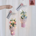 Crochet Flowers Bouquet Graduation Bouquet Knitted Flowers Artificial Flower Wedding Gift for Guests Christmas Gifts