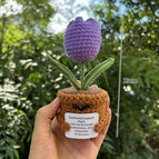 Crochet Flowers Sunflower Artificial Crochet Potted Desk Accessorie Office Accessorie Wedding Decor Teacher's Day Gift Girasol