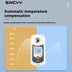 SWEVY SW36C LCD Digital Refractometer Brix Meter Fruit Juice Beverage ATC Sugar Content Measuring Instrument 0-36% Saccharometer