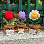 Crochet Flowers Sunflower Artificial Crochet Potted Desk Accessorie Office Accessorie Wedding Decor Teacher's Day Gift Girasol